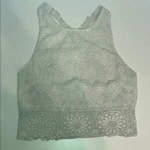 American Eagle Outfitters Lace Crop Top - Cream